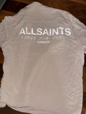 AllSaints Beige Relaxed-Fit Logo Shirt